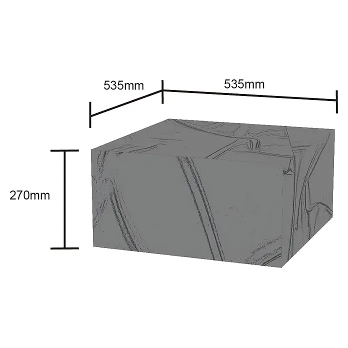 Cozze Grill-Schutzhülle - Passend für: Pizza Ofen 13, Polyester - Grauer rechteckiger Block mit Maßen 535x535x270mm, mit marmorierter Textur.