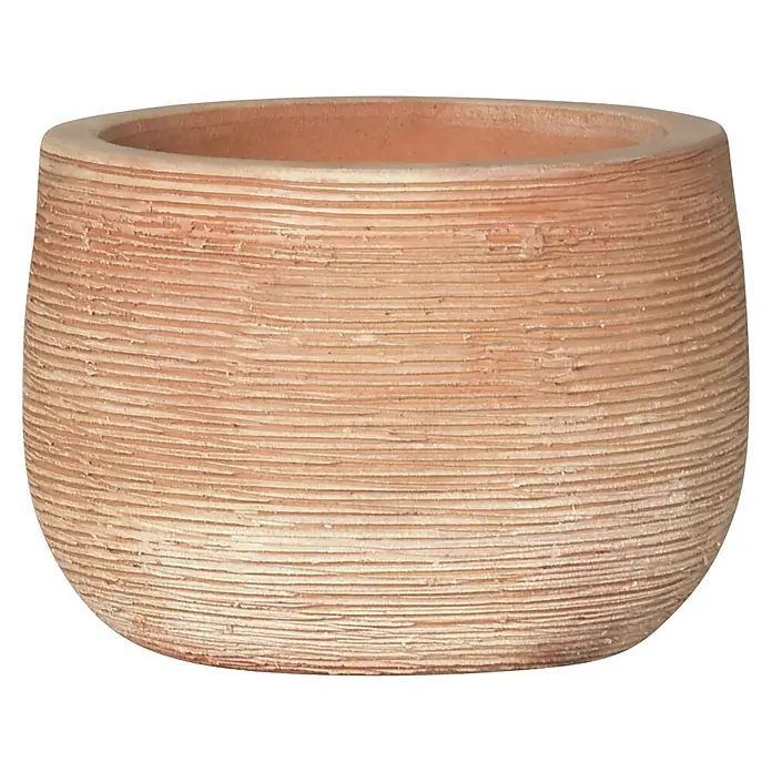 Pflanztopf Altamura Natur - Außenmaß (Ø x H): 22 x 16 cm, Terrakotta, 1 Stk. - Terrakotta-Pflanztopf mit horizontaler Rillenstruktur.
