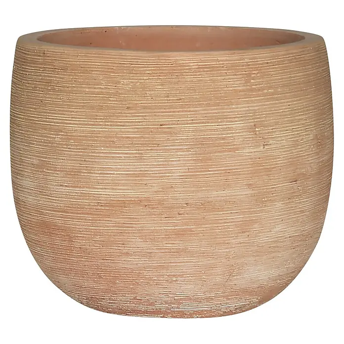 Pflanztopf Altamura Natur - Außenmaß (Ø x H): 44 x 37 cm, Terrakotta, 1 Stk. - Bräunlich-orangefarbener Terrakotta-Pflanztopf mit horizontalen Texturlinien.