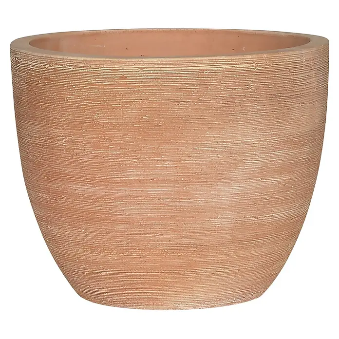 Pflanztopf Altamura Natur - Außenmaß (Ø x H): 48 x 40 cm, Terrakotta, 1 Stk. - Strukturierter Terrakotta-Blumentopf mit horizontalen Streifen.