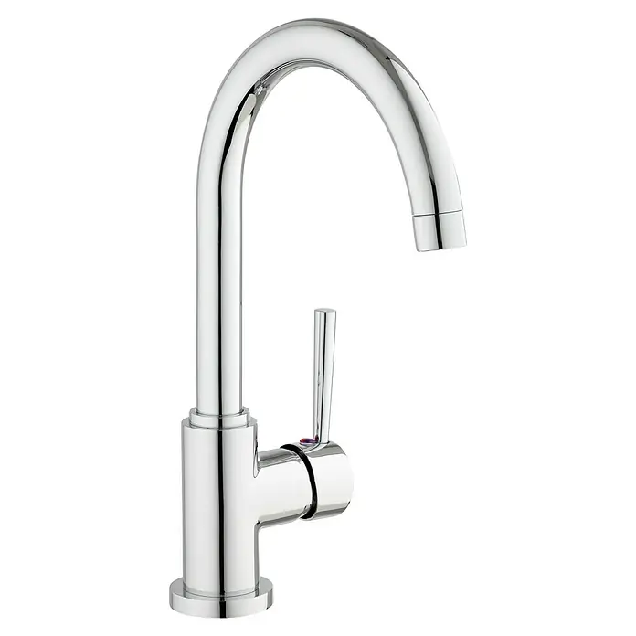 Camargue Merida Spültischarmatur - Niederdruck, Chrom - Verchromter Wasserhahn mit gebogenem Auslauf und Hebelgriff für stilvolle Badezimmer- oder Küchenarmatur.