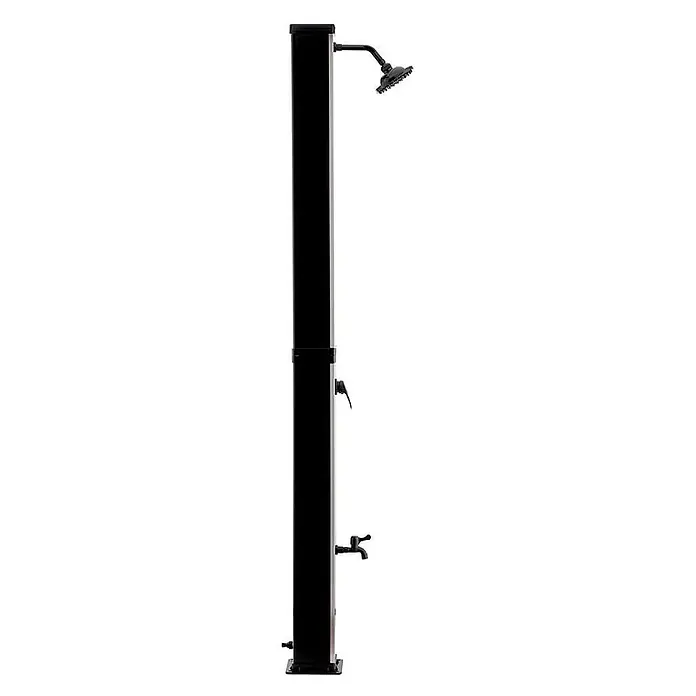 Home Deluxe Solardusche OLYMP - Höhe: 217 cm, Kunststoff, Gebürstetes Nickel / Schwarz, 40 l - Hohe schwarze Außendusche mit Duschkopf, Mischarmatur und unterem Hahn.