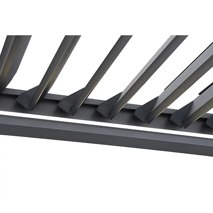 Sunfun Milos Lamellenpavillon Elektrisch - B x T: 390 x 298 cm, Night-grey, Material Gestell: Aluminium, LED-Beleuchtung - Dunkelgraues Aluminium-Lamellendach für Pergola mit integriertem LED-Lichtkanal.