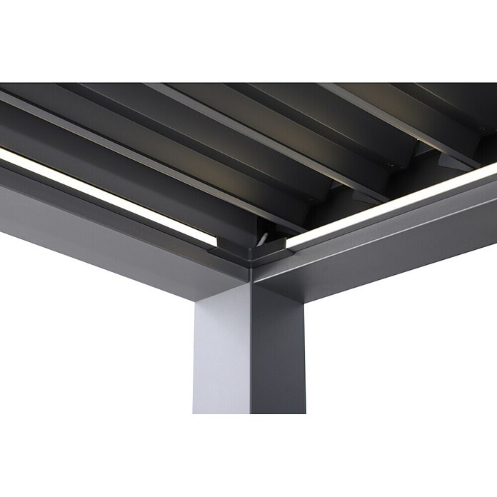 Sunfun Milos Pergola Elektrisch (B x T: 390 x 298 cm, Night-grey, Material Gestell: Aluminium, LED-Beleuchtung) | BAUHAUS