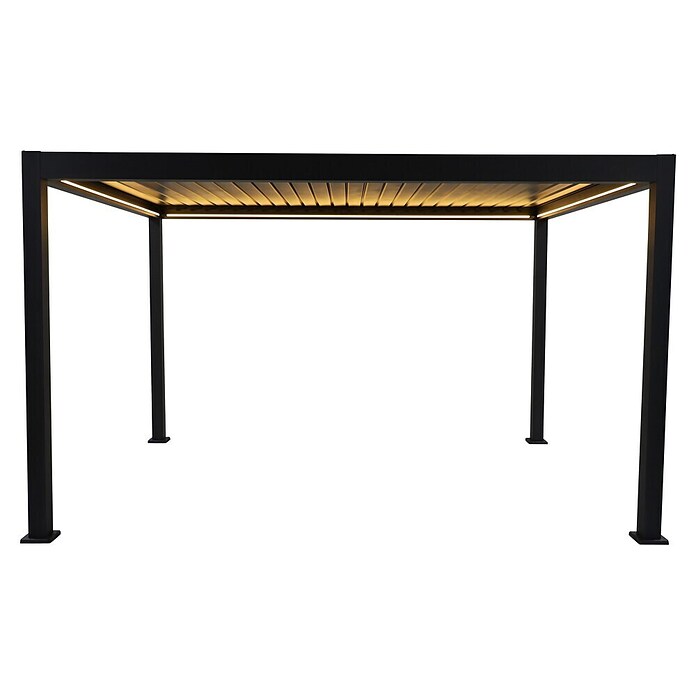Sunfun Milos Pergola Elektrisch (B x T: 390 x 298 cm, Night-grey, Material Gestell: Aluminium, LED-Beleuchtung) | BAUHAUS