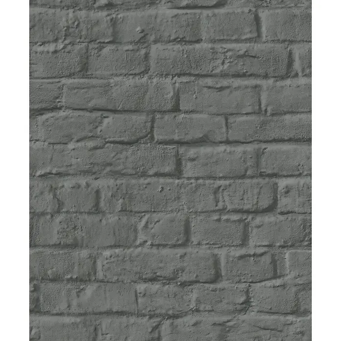 Marburg Loft Superior Vliestapete Steinoptik - Schwarz, Steinoptik, 10,05 x 0,53 m - Dunkelgraue Ziegelwandtextur.