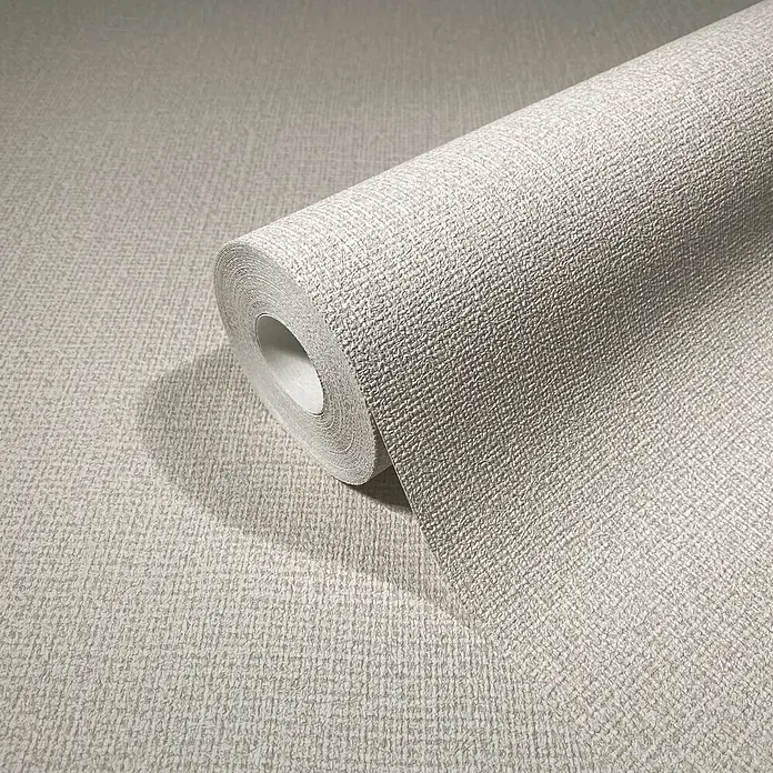 Vliestapete - Creme, Sonstiges, 10,05 x 0,53 m - Rolle hellbeiger strukturierter Tapete mit sichtbarem Webmuster.