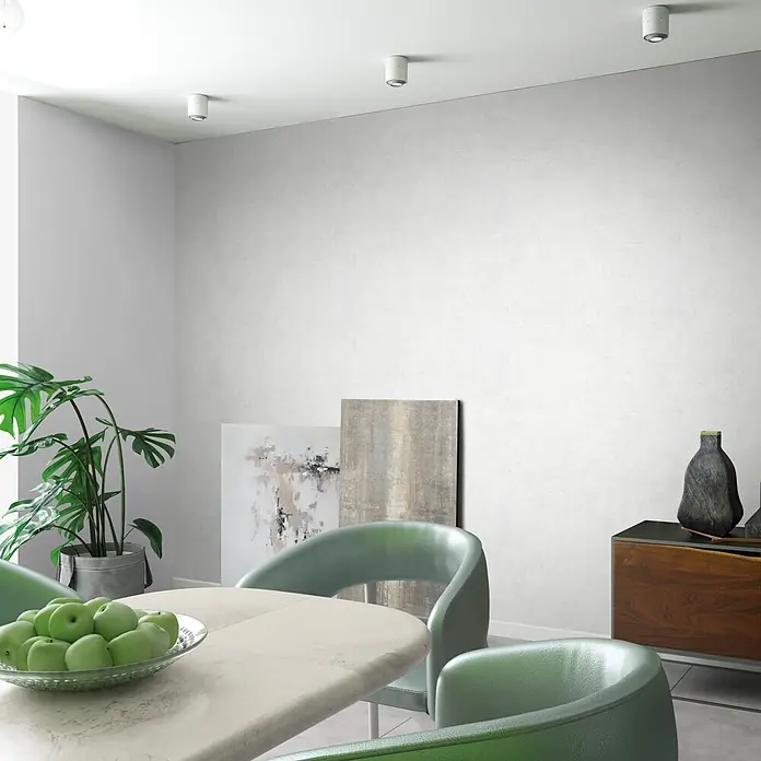 Marburg Loft Superior Vliestapete Struktur I - Weiß, Sonstiges, 10,05 x 0,53 m - Weiß gesprenkelte zylindrische Deckenleuchte, aufputzmontiert.