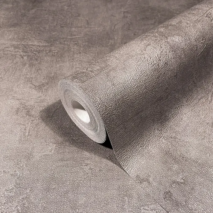 Marburg Loft Superior Vliestapete Struktur I - Braun, Sonstiges, 10,05 x 0,53 m - Abgerollte, strukturierte graue Tapete mit komplexem Muster.
