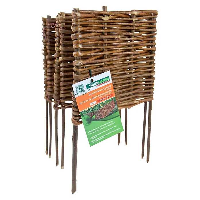Windhager Beeteinfassung Typ 12 - Weide, 100 x 35 cm - Geflochtene Weiden-Beeteinfassung, 100x25 cm, für Blumen- und Gemüsebeete.