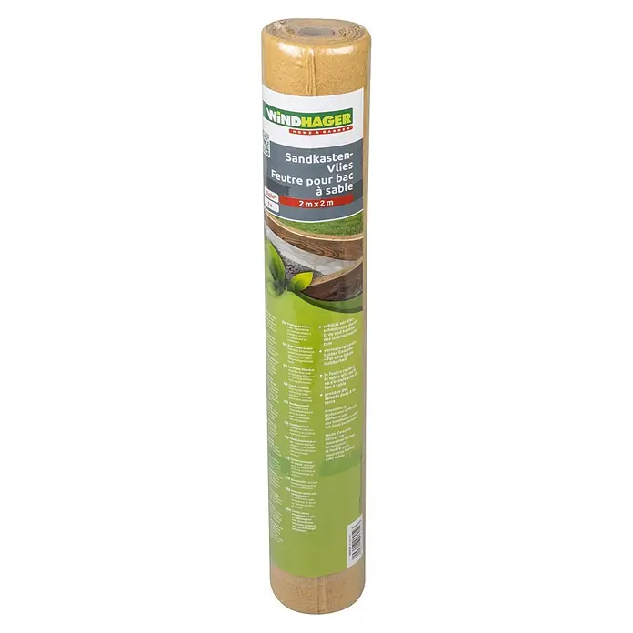 Windhager Sandkastenvlies - L x B: 2 x 2 m - Gerolltes beiges Sandkastenvlies für Sandkästen, 2x2m, 90g/m².
