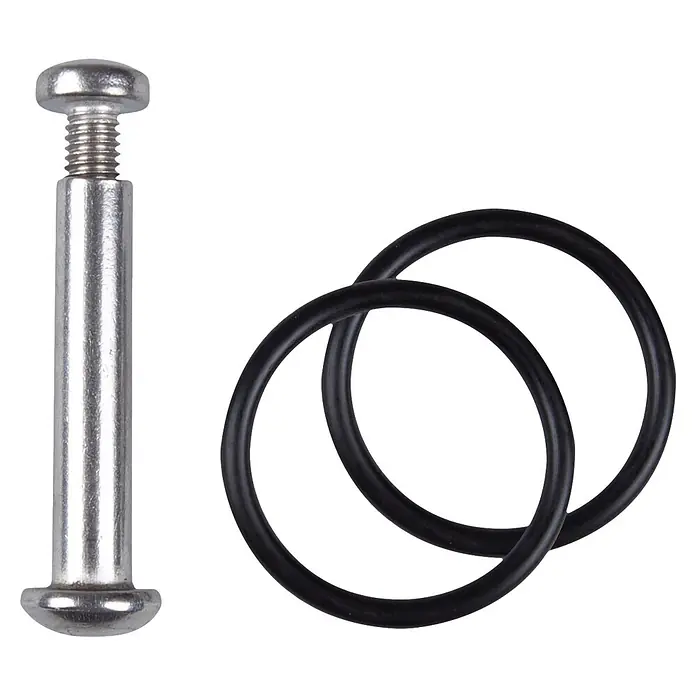 Windhager Terrassenhalterung Premium - Geeignet für: Sonnenschutzbefestigungen - Silberner Metallstift mit Gewindeende und zwei schwarzen Gummi-O-Ringen.