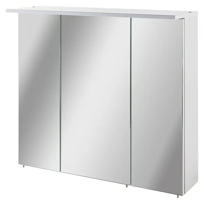 Schildmeyer LED-Spiegelschrank Sunny/Profil - B x H: 70 x 72,3 cm, Mit Beleuchtung, Holz, Weiß - Ein moderner dreitüriger Spiegelschrank in Weiß, ideal für Badezimmer. Praktisches Design mit viel Stauraum.