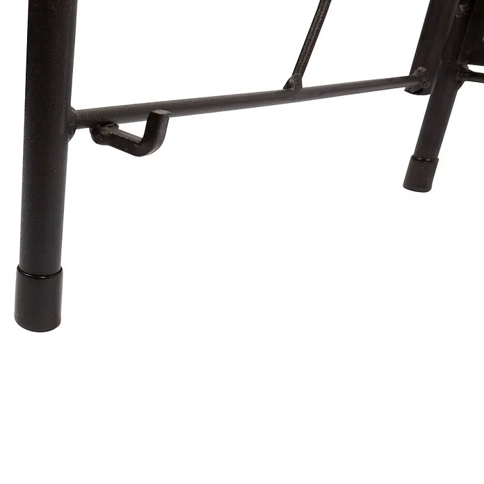 Windhager Metallregal 3-stufig - Pulverbeschichtet, Gerade - Schwarze Metallrahmenkonstruktion mit runden Beinen, Querstreben, einem kleinen Haken und Gummifüßen.
