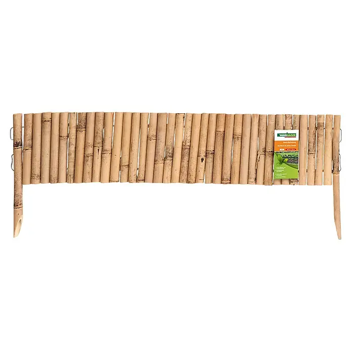Windhager Beeteinfassung Typ 3 - Bambus, 100 x 35 cm - Natürliche Bambus-Beeteinfassung mit Metallverbindern und Erdspießen.