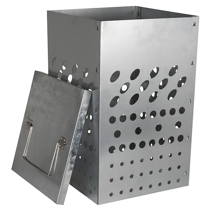 Windhager Komposter Hochbeeteinsatz - 48 x 30 x 30 cm - Perforierter Behälter aus verzinktem Stahl mit offenem Deckel.