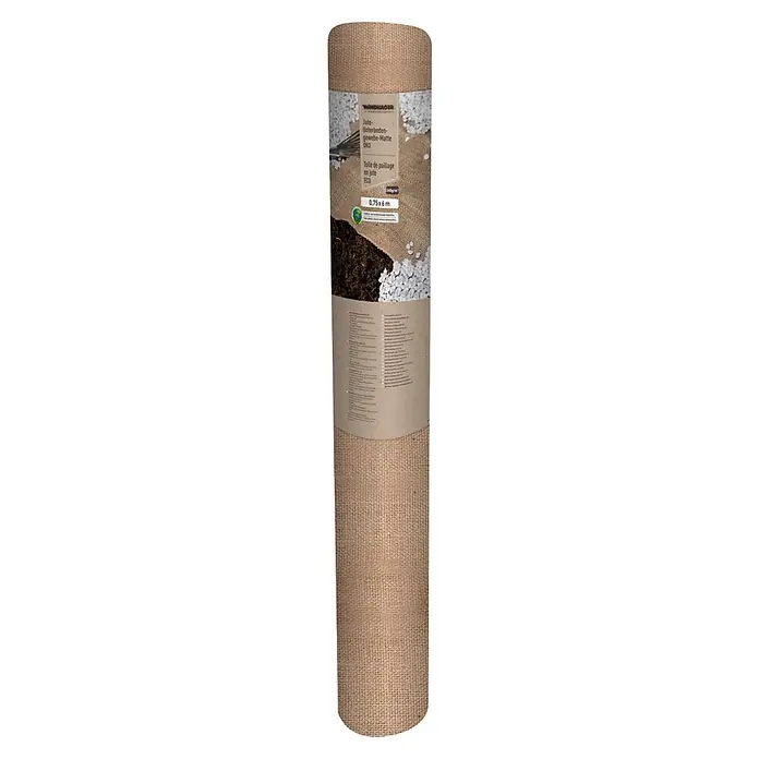 Windhager Unterbodengewebe Oeko - Jute, L x H: 6 x 0,75 m, Unkrautschutz - Rolle aus natürlichem Jute-Mulchgewebe, 0,75x6m, für umweltfreundliche Unkrautbekämpfung im Garten.