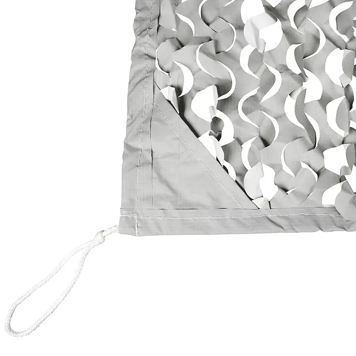Windhager Sonnensegel Cote d'Azur - L x B: 3 x 4 m, Polyester, Weiß - Hellgraues Ripstop-Tarnnetz mit wellenförmigen Aussparungen und weißem Seil in der Ecke.