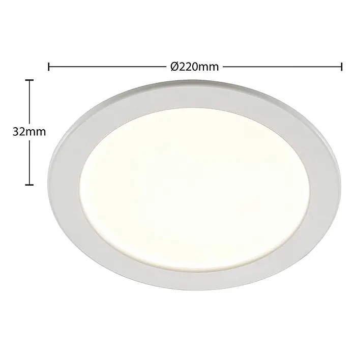 Prios Deckenstrahler Cadance - L x B x H: 22 x 22 x 3,2 cm, weiß / opal, weiß / opal - Weißes rundes LED-Panel, 220mm Durchmesser, 32mm Tiefe.
