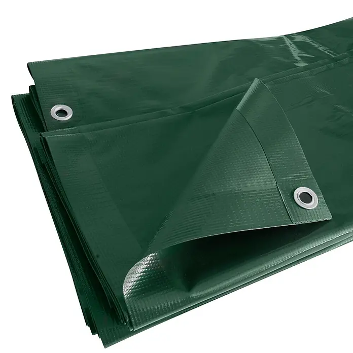 Windhager Ganzjahresabdeckplane Premium - L x B: 300 x 150 cm, Material: Kunststoff - Dunkelgrüne, gefaltete Gewebeplane mit Metallösen.