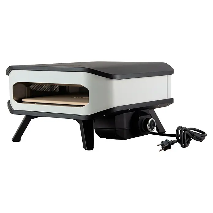 Cozze Pizzaofen Elektro 13 " - B x T x H: 53 x 53 x 29 cm, 2,2 kW - Weißer und schwarzer Elektro-Pizzaofen mit integriertem Pizzastein und Netzkabel.