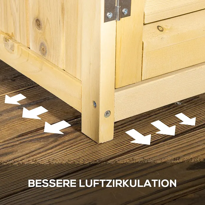 Outsunny Geräteschrank - Außenbreite inkl. Dachüberstand: 87 cm, Außentiefe inkl. Dachüberstand: 46,5 cm, Holz, Naturholz - Holzkonstruktion mit Abstand zum Boden für bessere Luftzirkulation.