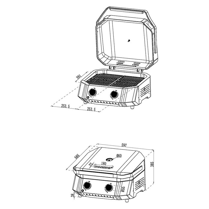 Cozze Gasgrill G 500 (Grillfläche (B x T): 53,5 x 41,8 cm, 5 kW, Anzahl Brenner: 2 Stk.) | BAUHAUS