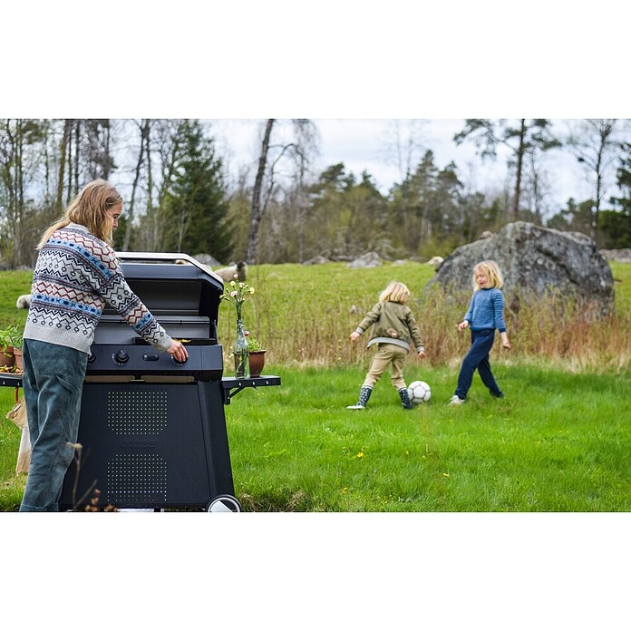 Cozze Rollwagen (B x T x H: 146 x 70 x 74,5 cm, Stahl, Schwarz, Passend für: Cozze Plancha Grill 800) | BAUHAUS