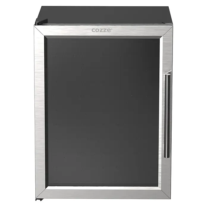 Cozze Kühlschrank - B x T x H: 47 x 49 x 63,8 cm - Cozze Getränkekühler mit Edelstahlrahmen und dunkler Glastür.