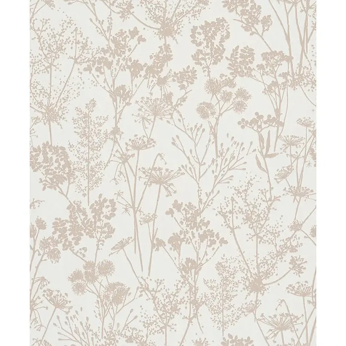 Marburg Vliestapete Novamur Mona Floral I - Weiß-Beige, Floral, 10,05 x 0,53 m - Strukturierte hellbeige botanische Muster.