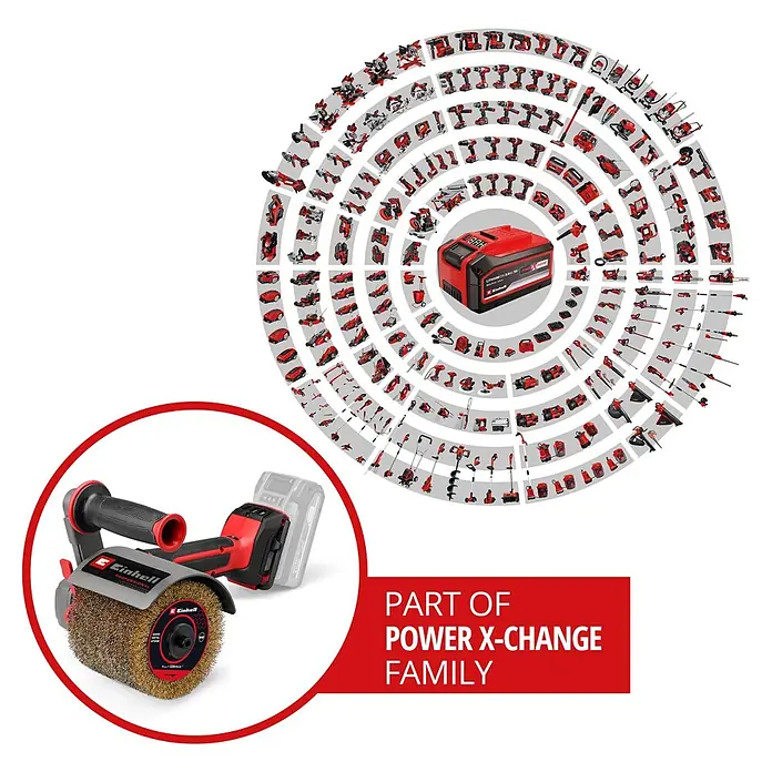 Einhell Professional PXC 18V Akku-Bürstenschleifer TP-BR 18/32 Li BL - Solo - 18 V, Ohne Akku - Rote Akku-Oberflächenbürste für Holz, Metall, Stein, Teil des Einhell Power X-Change Systems.