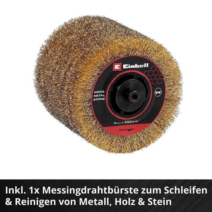 Einhell Professional PXC 18V Akku-Bürstenschleifer TP-BR 18/32 Li BL - Solo - 18 V, Ohne Akku - Einhell Messingdrahtbürste zum Schleifen & Reinigen von Metall, Holz & Stein. Max. Drehzahl 3200 U/min.