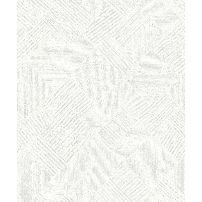 Marburg Ritus Vliestapete Grafik I - Weiß, Grafisch, 10,05 x 0,53 m - Weiße Struktur-Tapete mit dezentem geometrischem Muster aus verschachtelten Quadraten und Rechtecken, gefüllt mit feinen Schräglinien.