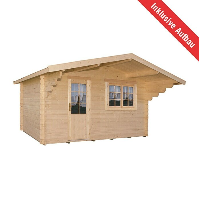 Kiehnholz Vrtna hiška Östersund 2  (Zunanje dimenzije vključno s strešnim previsom (Š x G): 437 x 423 cm, Les, Rjava) | 7435 - Blockbohlenhäuser | IAGD - Gartenhäuser | IAG - Außenbereichsausstattung | IA - Gartenhartware | I - Stadtgarten | BAUHAUS