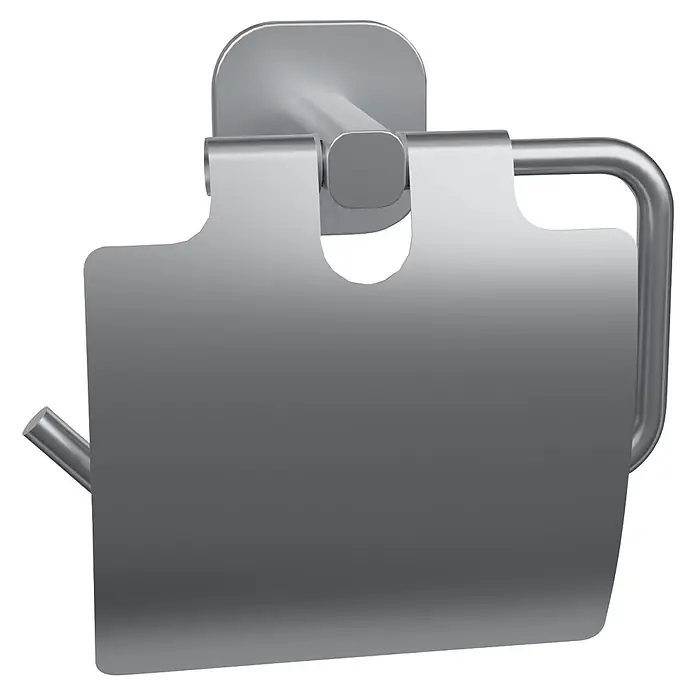 Venus Toilettenpapierhalter Prag - Edelstahl, Matt, Mit Deckel - Toilettenpapierhalter aus gebürstetem Metall mit integrierter Abdeckung.