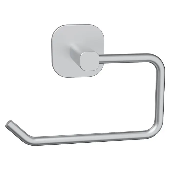 Venus Toilettenpapierhalter Prag - Edelstahl, Matt - Silberner Toilettenpapierhalter aus Metall mit quadratischer Montagebasis.