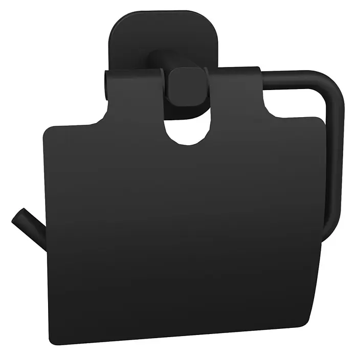 Venus Toilettenpapierhalter Prag - Schwarz, Matt, Mit Deckel - Schwarzer Toilettenpapierhalter mit schützender Abdeckung.