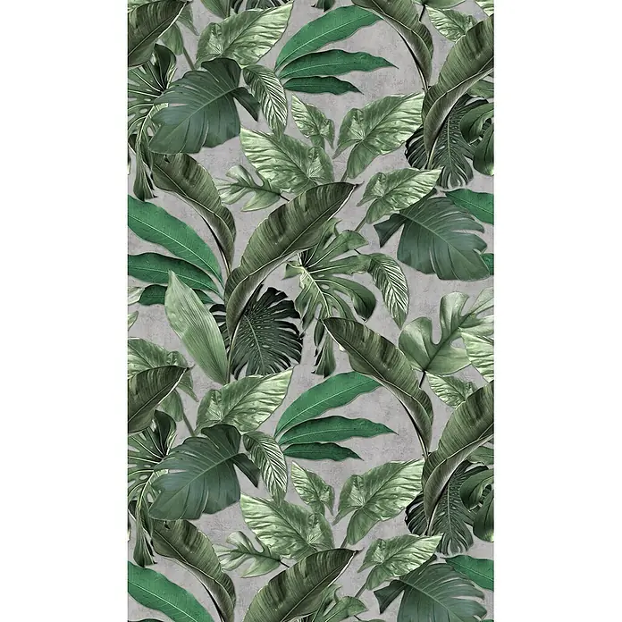 Marburg Loft Superior Fototapete Urban Jungle - B x H: 159 mm x 270 cm, Vlies, Grün-Grau - Üppige grüne tropische Blätter in verschiedenen Formen und Schattierungen, die ein dichtes, lebhaftes Muster bilden.