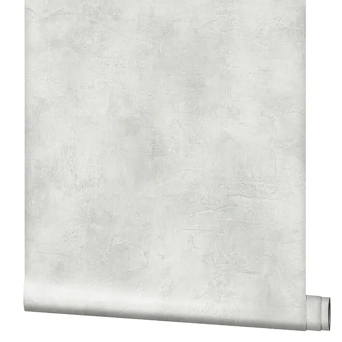 Marburg Loft Superior Vliestapete Struktur I - Greige, Sonstiges, 10,05 x 0,53 m - Helle, graue Tapetenrolle mit strukturierter Betonoptik, teilweise abgerollt.
