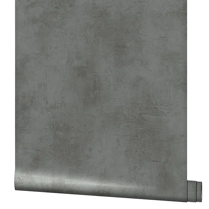 Marburg Loft Superior Vliestapete Struktur I - Anthrazit, Sonstiges, 10,05 x 0,53 m - Graue Tapete in Betonoptik, teilweise abgerollt, mit Used-Look-Textur.