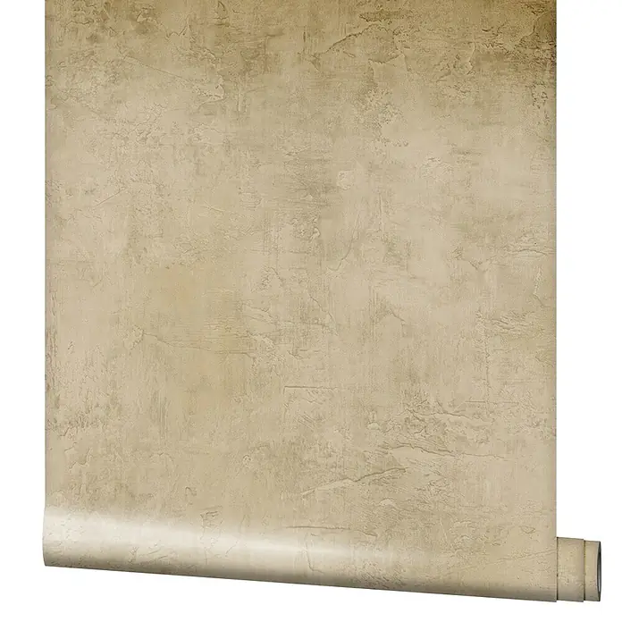 Marburg Loft Superior Vliestapete Struktur I - Camel, Sonstiges, 10,05 x 0,53 m - Strukturierte hellbeige Tapetenrolle, teilweise abgerollt.