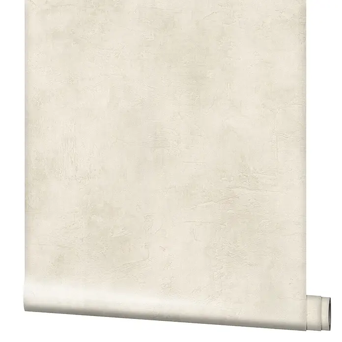 Marburg Loft Superior Vliestapete Struktur I - Beige, Sonstiges, 10,05 x 0,53 m - Helle, beigefarbene, strukturierte Tapetenrolle mit dezenter Putzoptik, teilweise abgerollt.