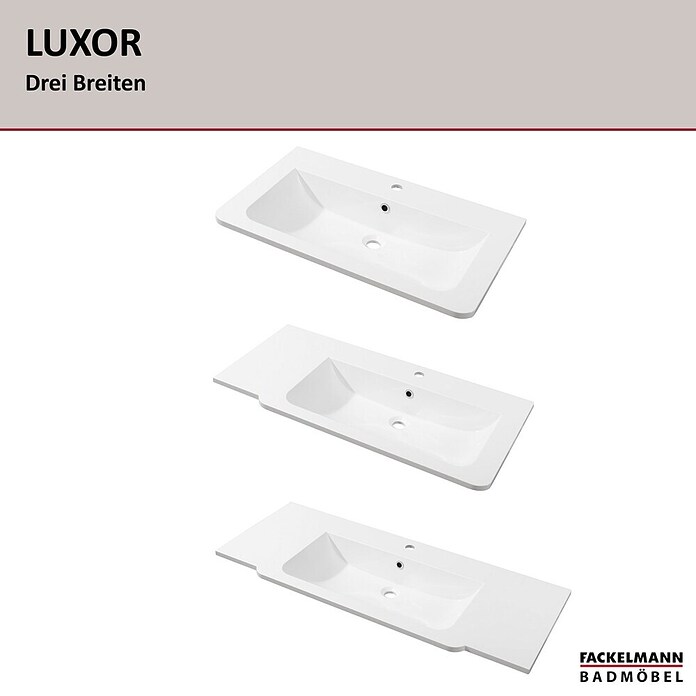 Fackelmann Luxor Waschtisch (Ablage links, 1 000 x 485 mm, Hahnloch: Mitte, Mit Überlauf) | BAUHAUS