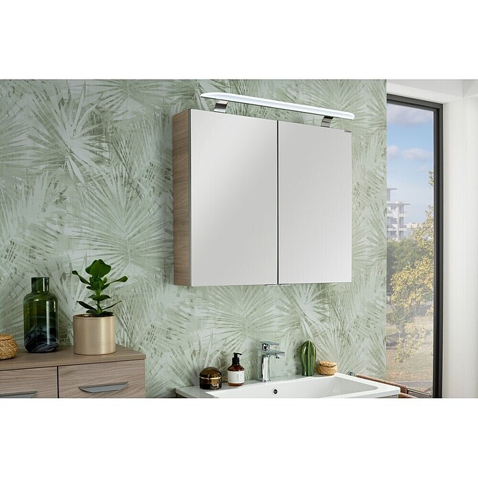 Fackelmann Luxor Spiegelschrank (B x H: 800 x 680 mm, Steinesche Holzoptik) | BAUHAUS