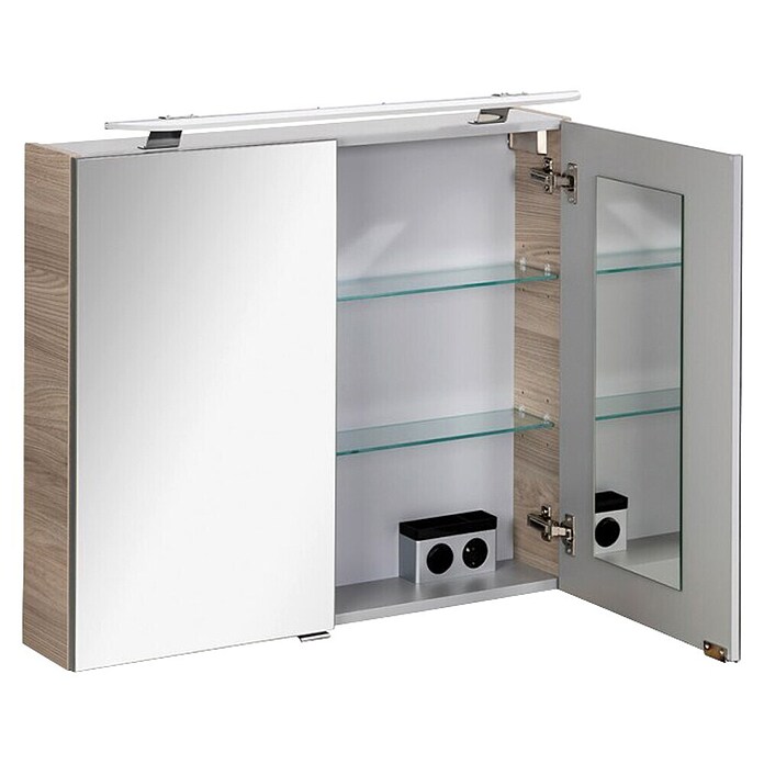 Fackelmann Luxor Spiegelschrank (B x H: 800 x 680 mm, Steinesche Holzoptik) | BAUHAUS