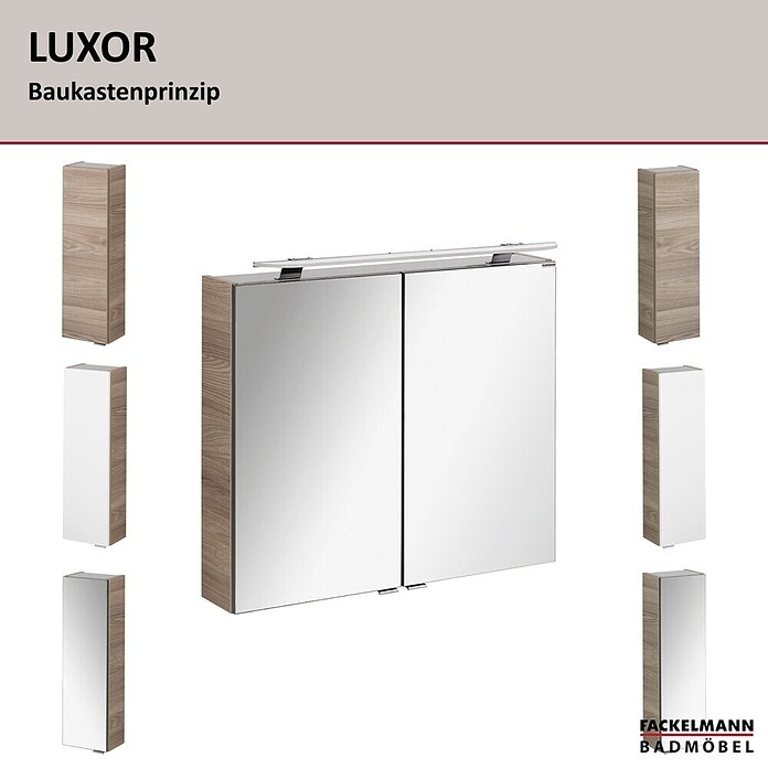Fackelmann Luxor Spiegelschrank (B x H: 800 x 680 mm, Steinesche Holzoptik) | BAUHAUS