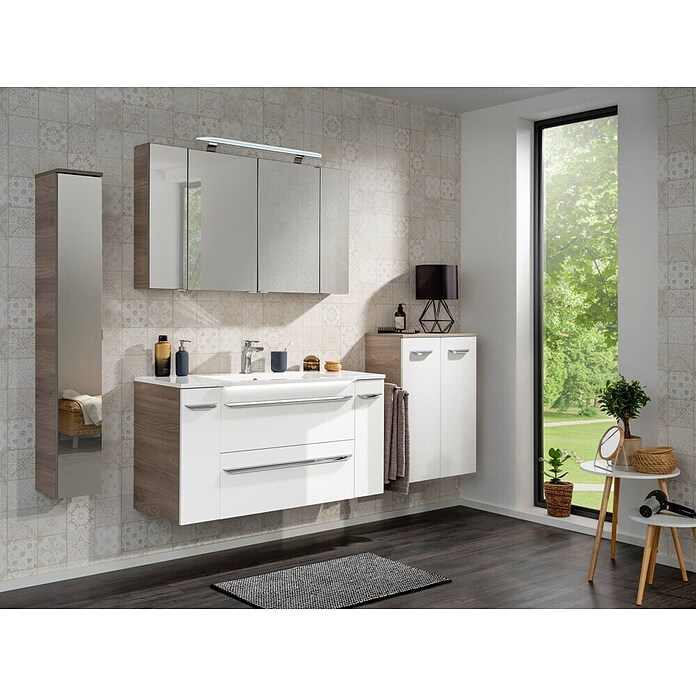 Fackelmann Luxor Unterschrank (B x T x H: 200 x 450 x 603 mm, Steinesche Holzoptik / Weiß, Anschlag: Rechts) | BAUHAUS