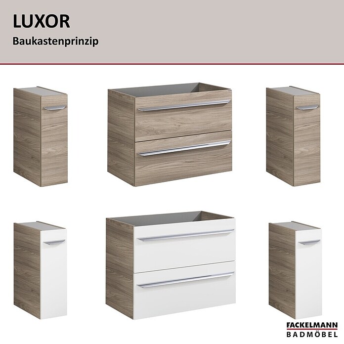 Fackelmann Luxor Unterschrank (B x T x H: 200 x 450 x 603 mm, Steinesche Holzoptik / Weiß, Anschlag: Rechts) | BAUHAUS