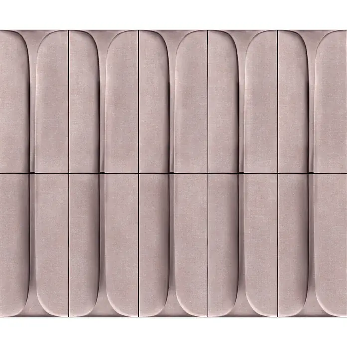 Marburg Shades Iconic Vliestapete Grafik III - Rosa, Grafisch, 10,05 x 0,53 m - Nahtlose greige Stoff-Wandpaneele mit wiederholtem gebogenem Reliefmuster.