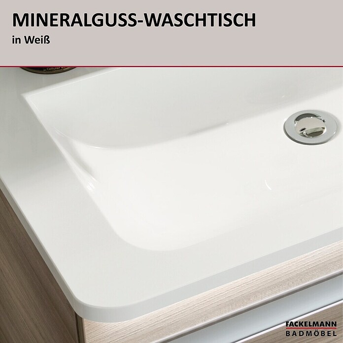 Fackelmann Luxor Waschtisch (Ablage rechts, 1 000 x 485 mm, Hahnloch: Mitte, Mit Überlauf) | BAUHAUS